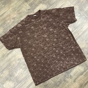 Yazbek All Over Skull Print Tshirt‎ Men Size 2XL Brown Cotton (35)